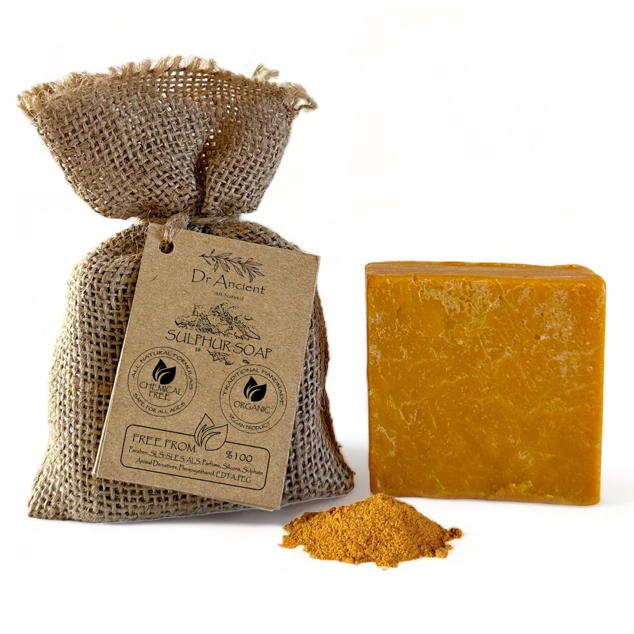 Sulphur Soap Bar Organic Natural Vegan Traditional Handmade Antique