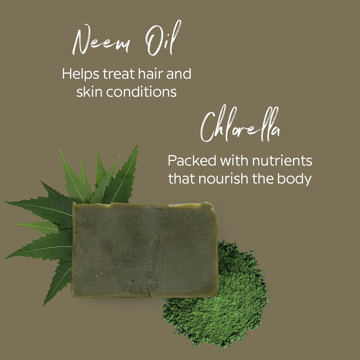 Neem Chlorella Bar Soap - Moisturizing Face & Body Soap