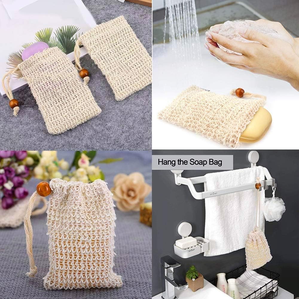 60 Pcs Natural Sisal Soap Saver Bag for Soap Bar